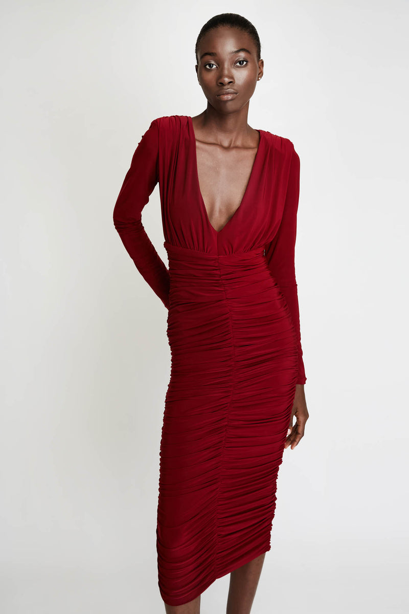 Bordeaux Dress with Folds