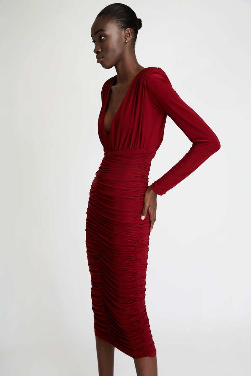 Bordeaux Dress with Folds