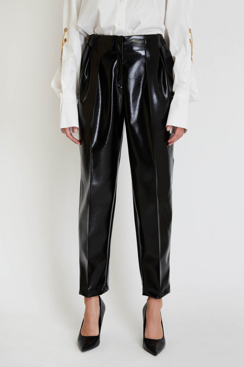 Vinyl Trousers in Black