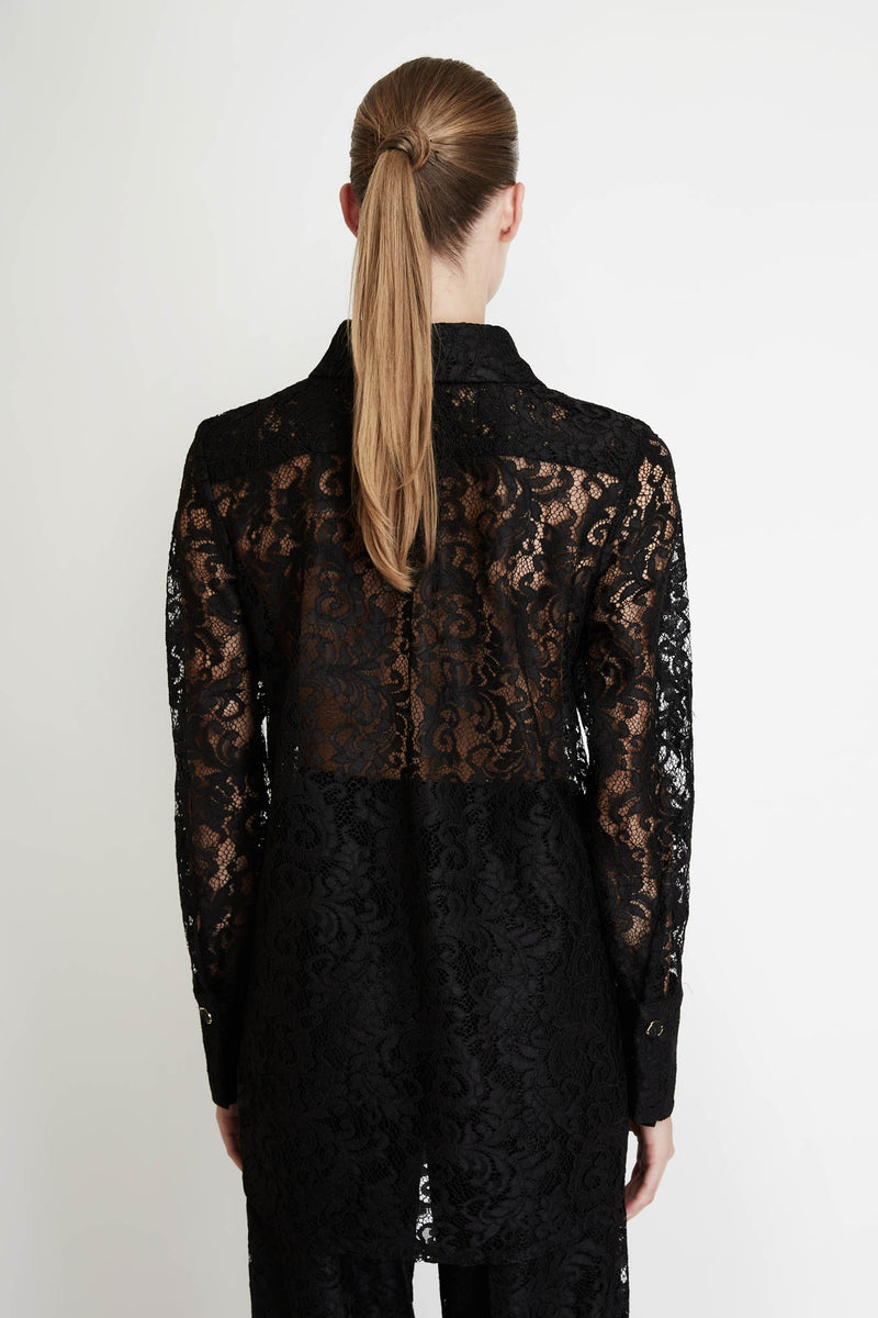 Lace Shirt with Pockets in Black