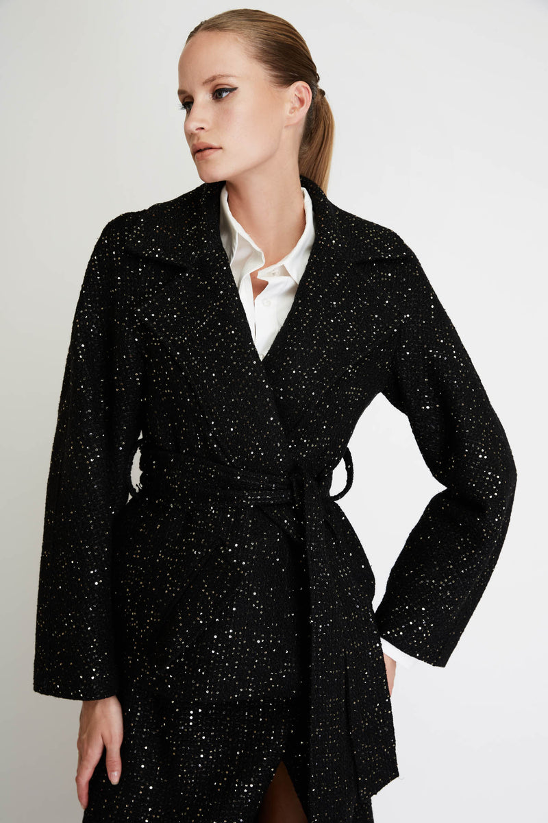Blazer Coat in Shiny Tweed