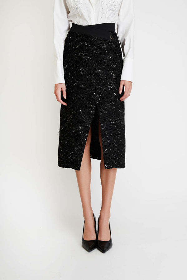 Envelope Skirt in Shiny Tweed