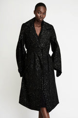 Long Tailored Coat in Shiny Tweed