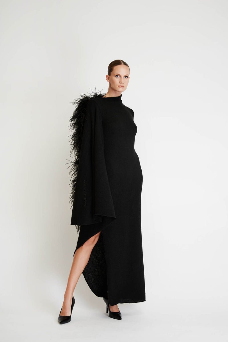 Knit Dress with Feathers