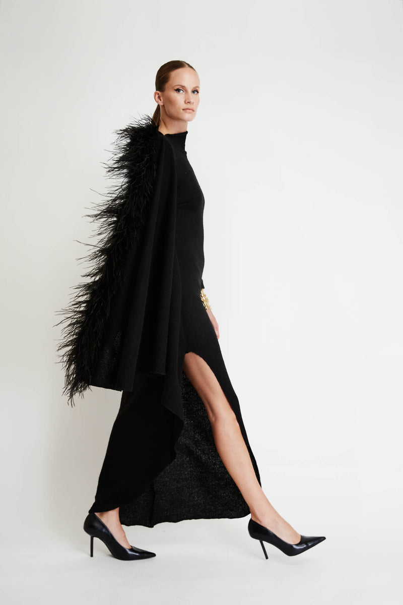 Knit Dress with Feathers