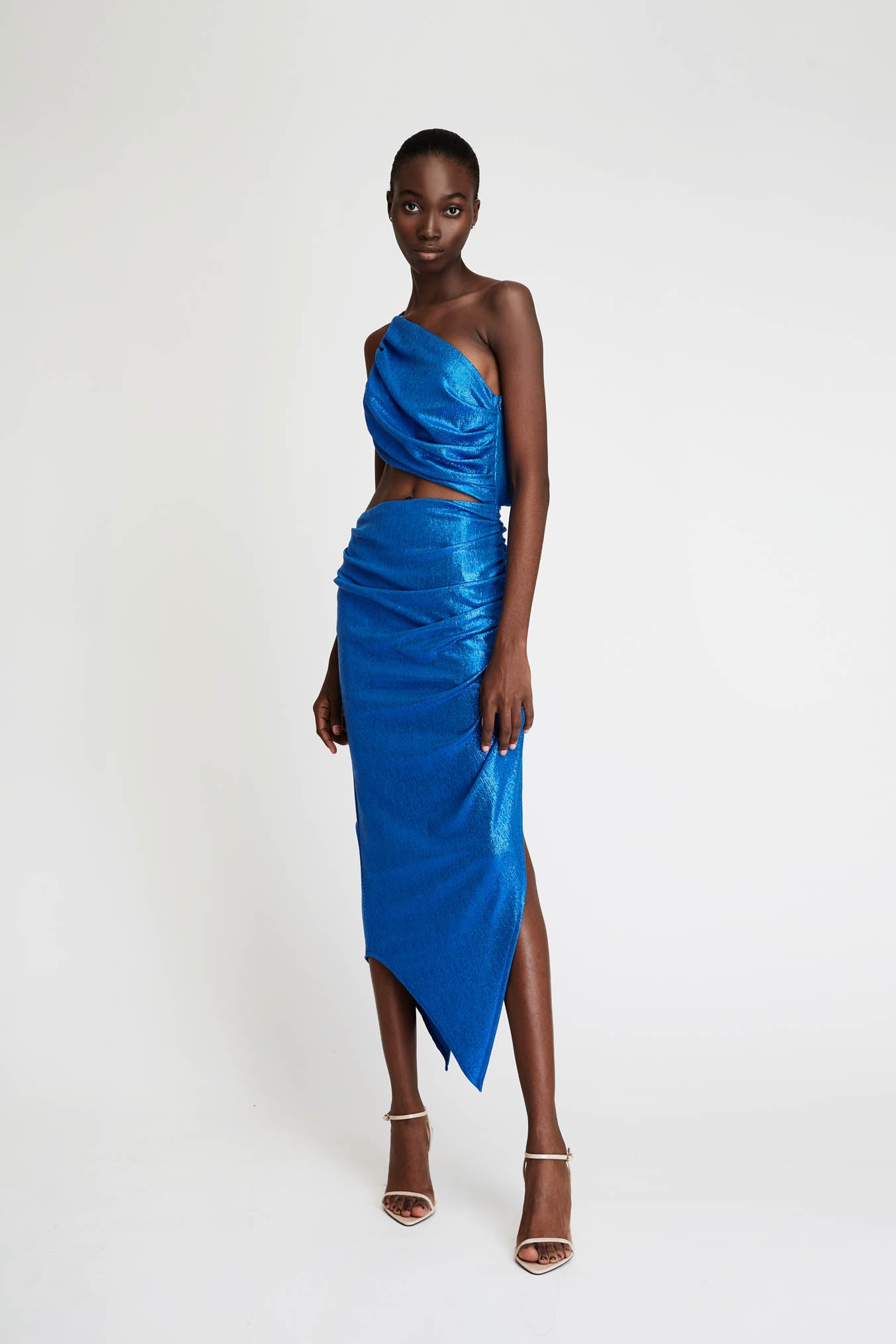 Cut-Out Dress in Metallic Jersey