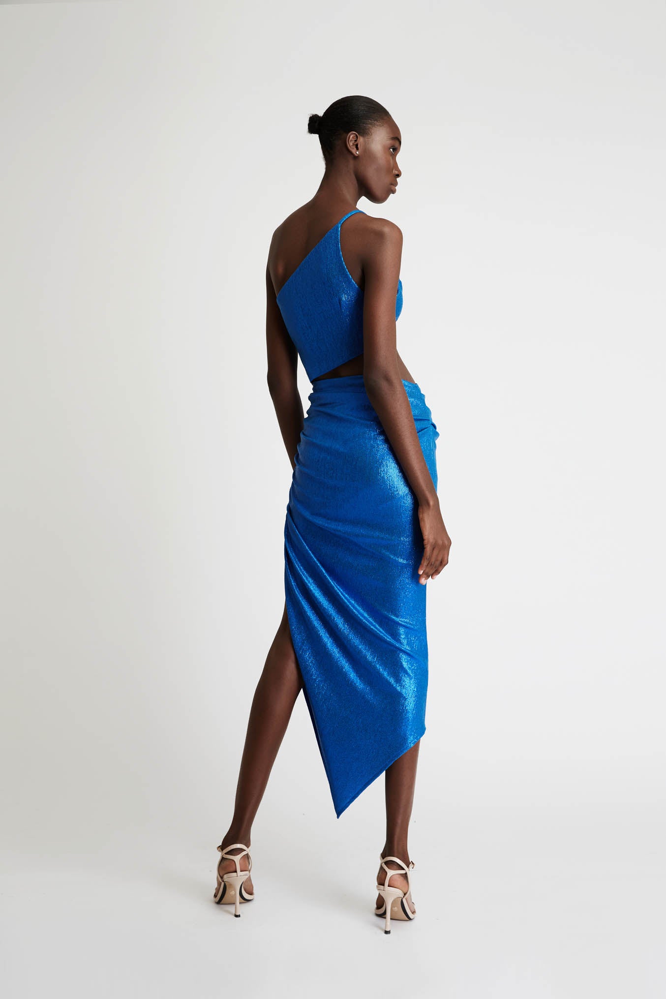 Cut-Out Dress in Metallic Jersey