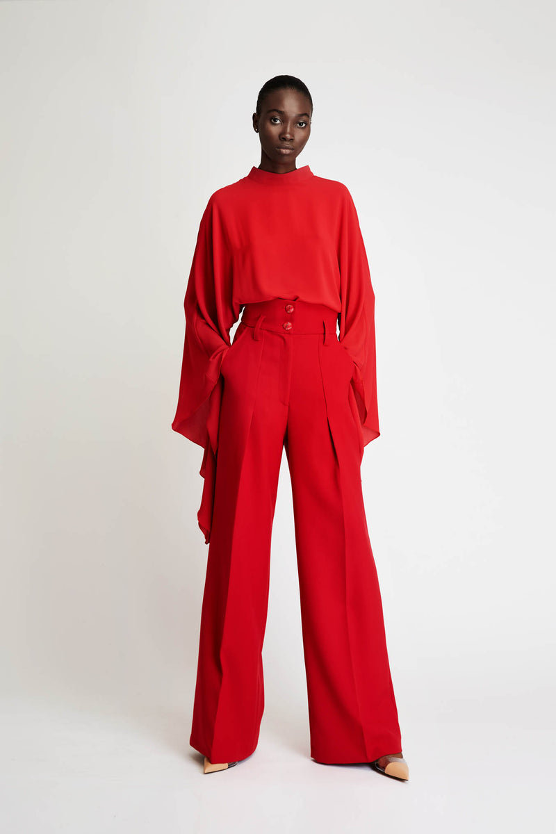 Crepe Trousers in Red