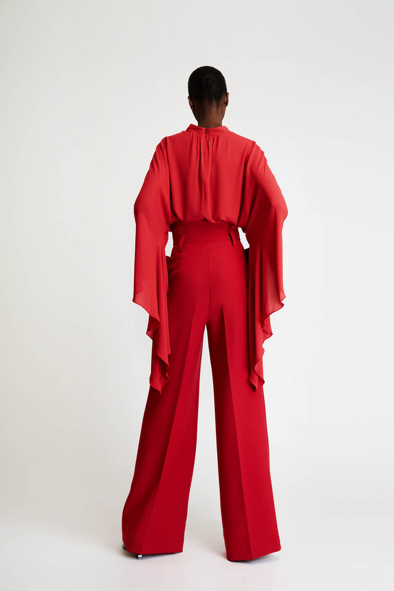 Crepe Trousers in Red
