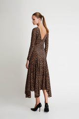 A-Line Leopard Dress with Open Back
