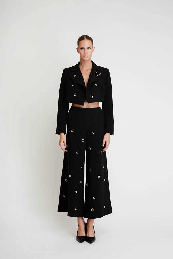 Trousers with Rings in Black