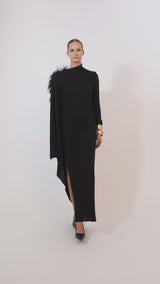 Knit Dress with Feathers