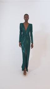 Metallic Dress with V-neck