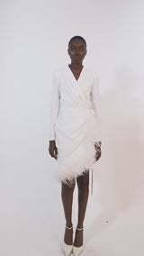 Tailored Blazer Dress with Feathers