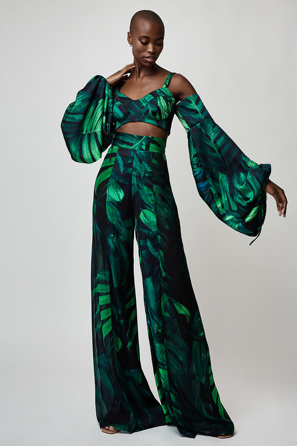 WIDE-LEG TROUSERS IN TROPICAL PRINT