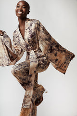 SET KIMONO WITH HIGH-WAIST TROUSERS IN PAISLEY-PATTERN