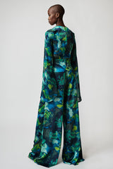 TOP IN ABSTRACT BLUE-TONE PRINT