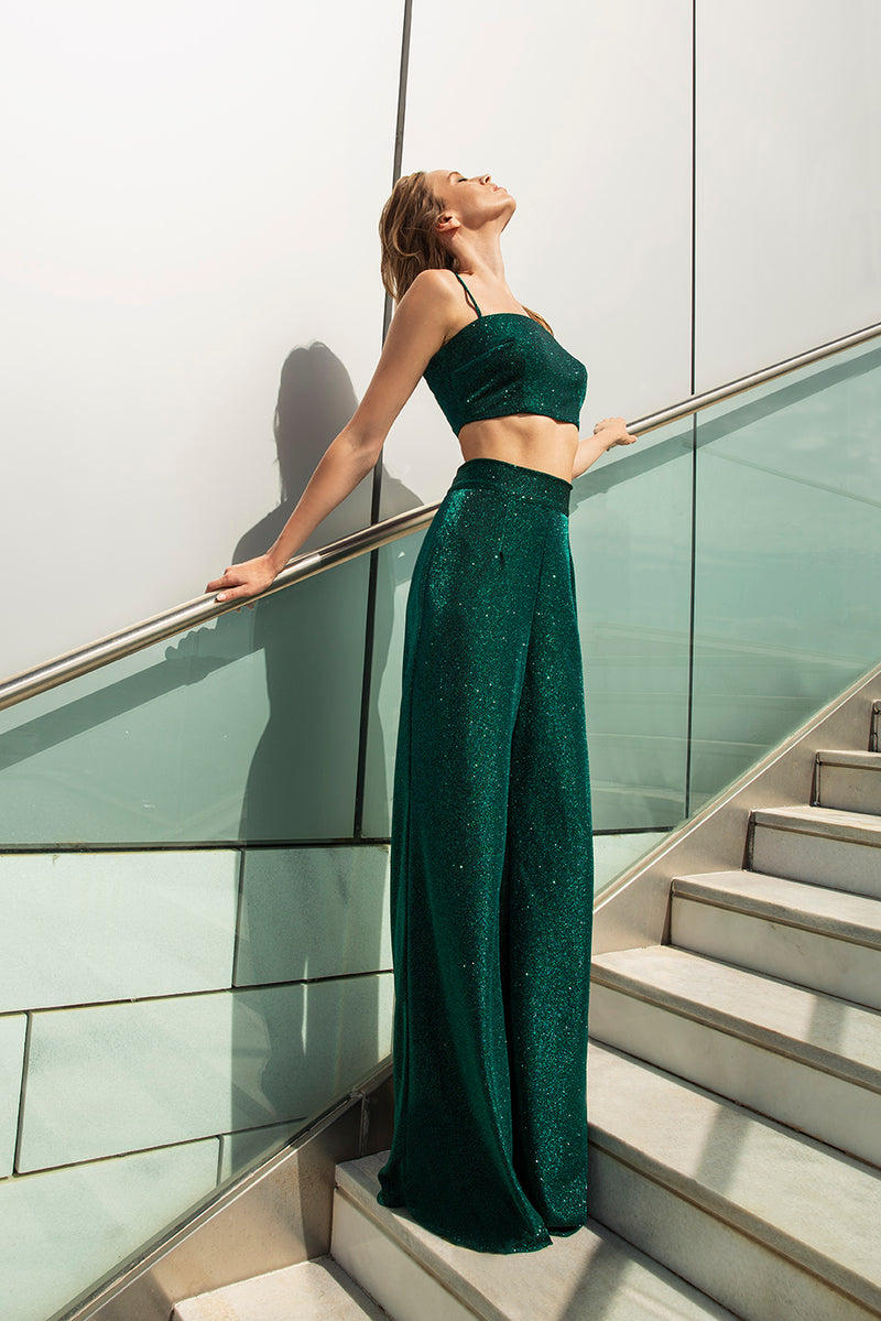 Set Top with Trousers in Green
