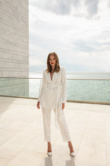 Suit Set with Belt in Lace