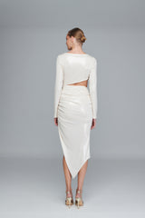 Longsleeve Cut-Out Dress in Metallic Jersey