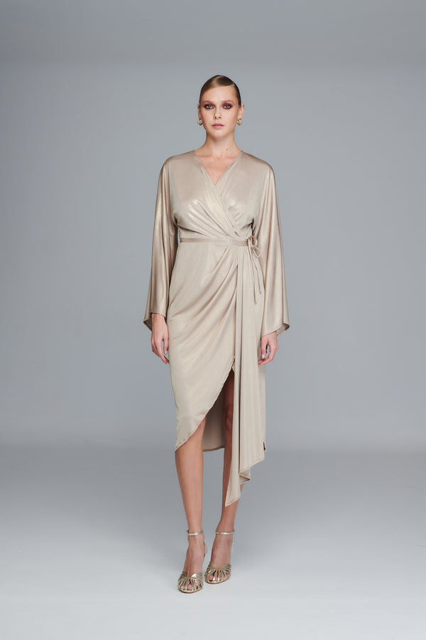 Gold Wrap Dress