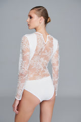 All-Over Lace Bodysuit in White