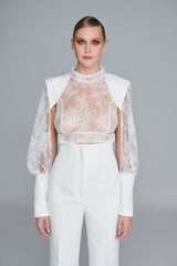 All-Over Lace Top in White