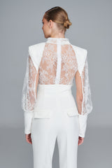 All-Over Lace Top in White