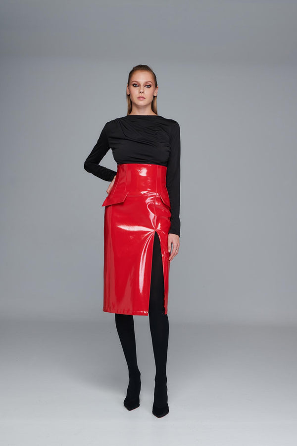 Red Vinyl Skirt