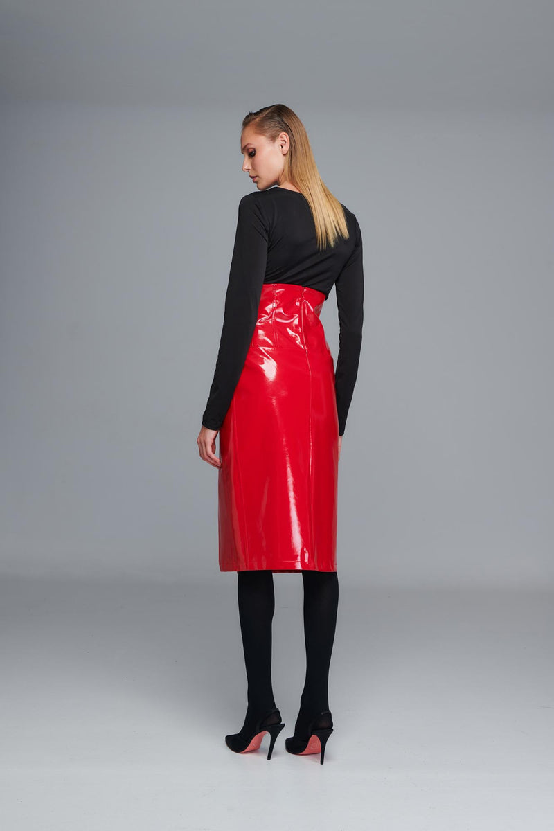 Red Vinyl Skirt