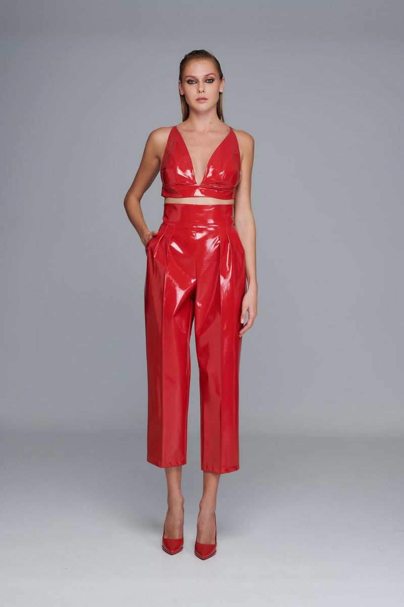 Red vinyl best sale two piece set