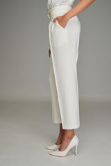 Trousers with Gold Buttons in White