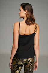Satin Top with Chain in Black