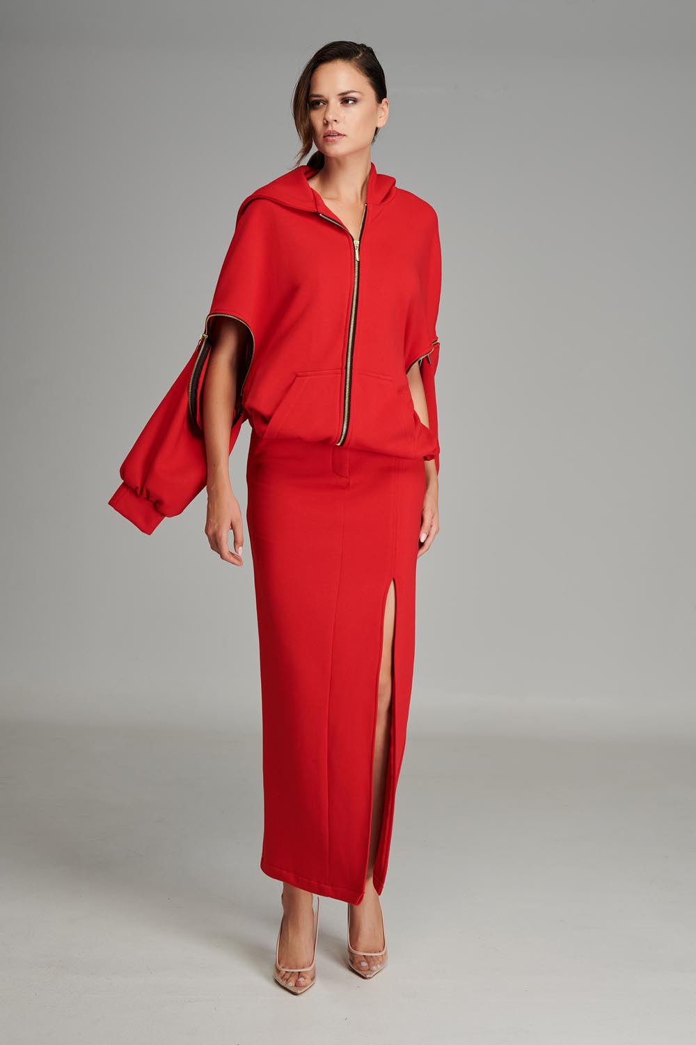Highwaisted Maxi Skirt in Red