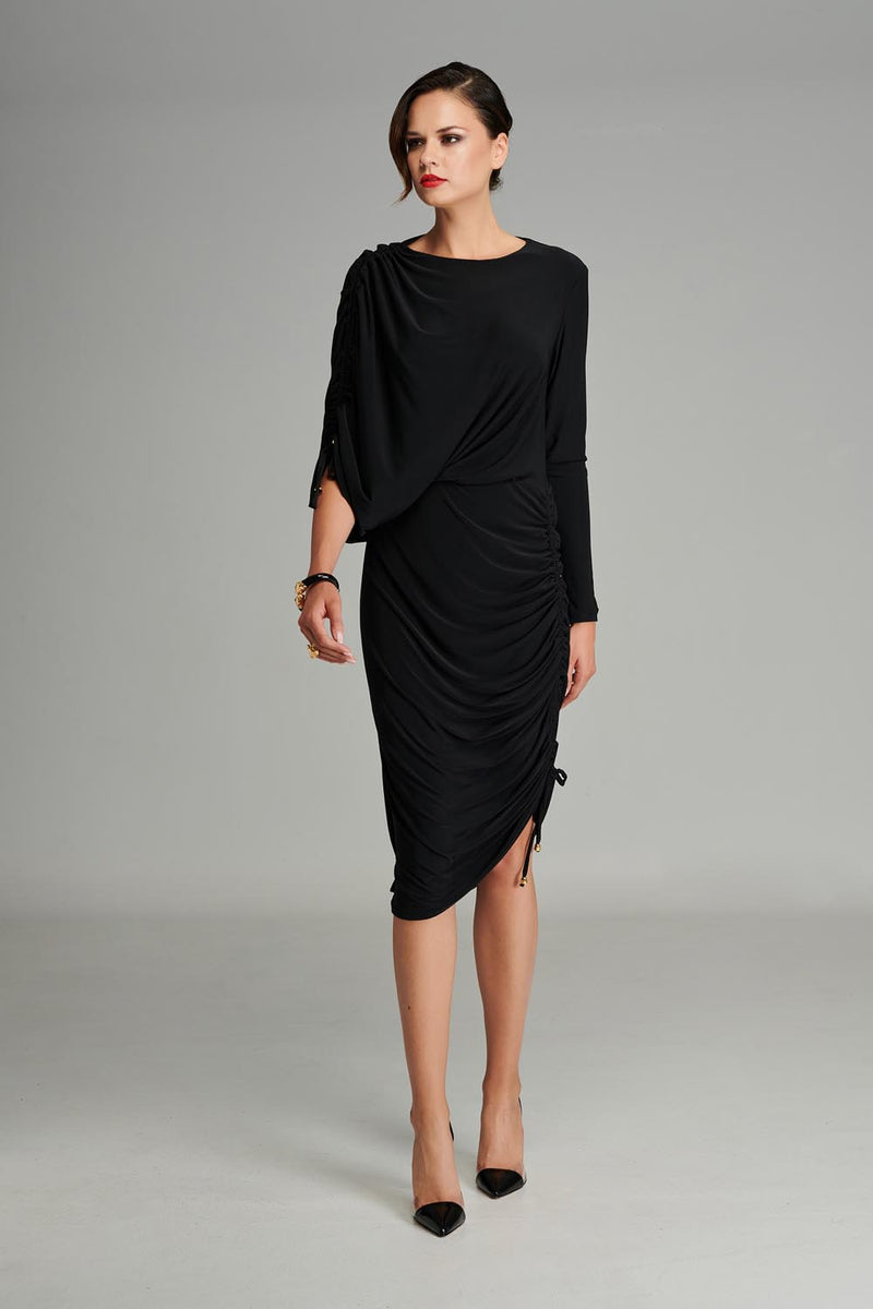 Jersey Dress with Folds in Black