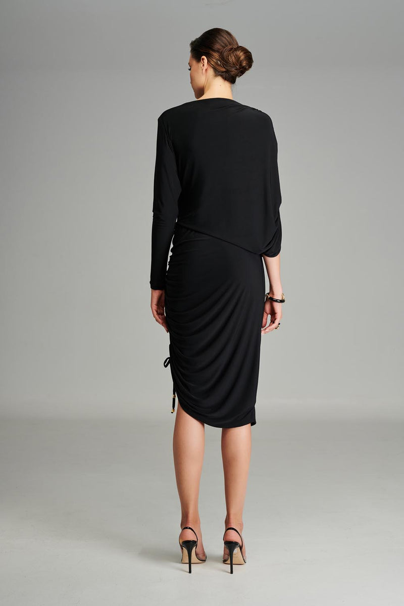 Jersey Dress with Folds in Black