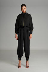 Jogger Trousers with Gold Details in Black