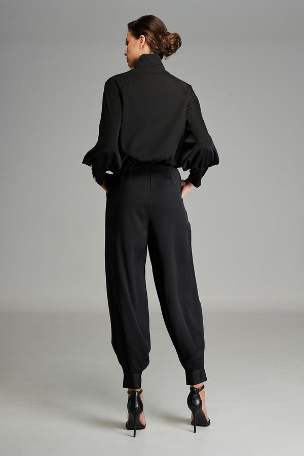 Jogger Trousers with Gold Details in Black