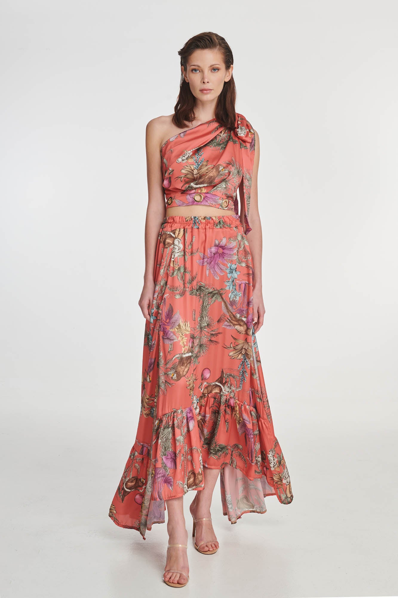 MULTICOLOR FLARED LONG SKIRT