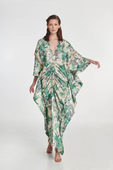 VERAMAN FLORAL DRESS WITH FOLDS