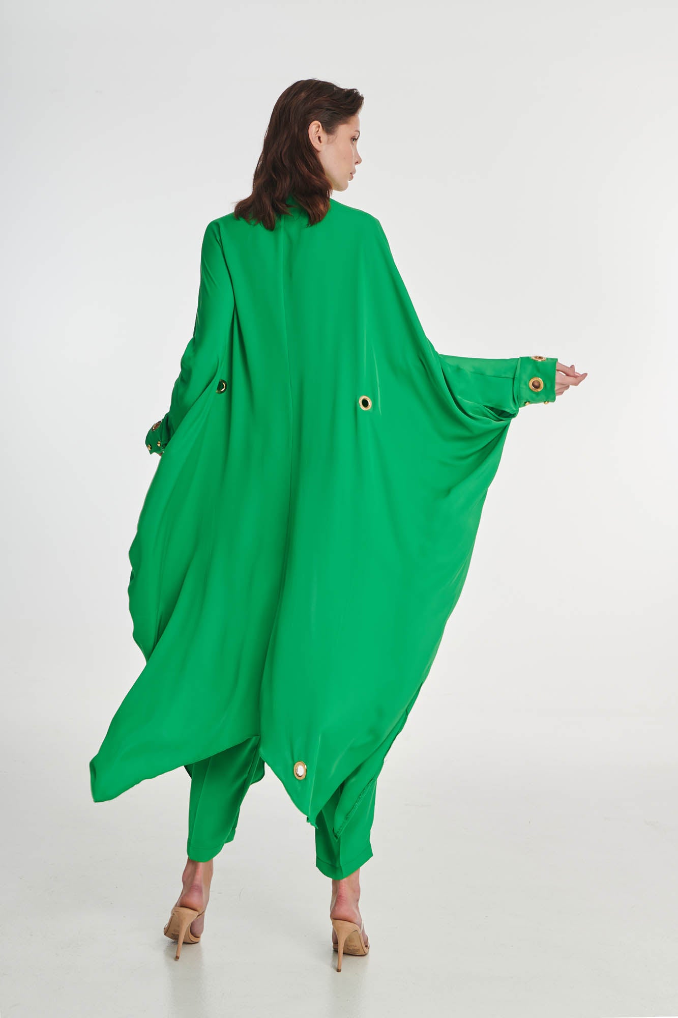 GREEN HIGH-WAIST TROUSERS