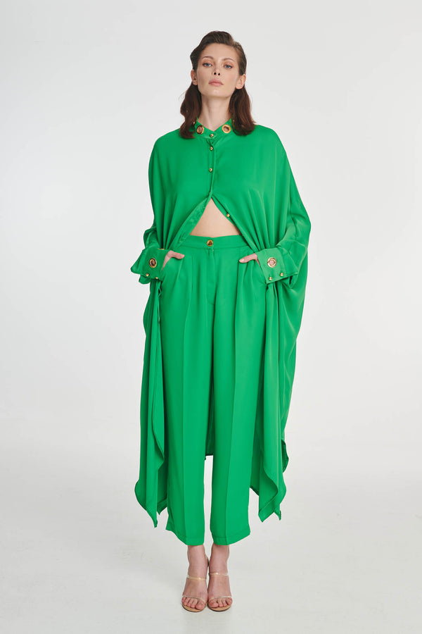 GREEN HIGH-WAIST TROUSERS