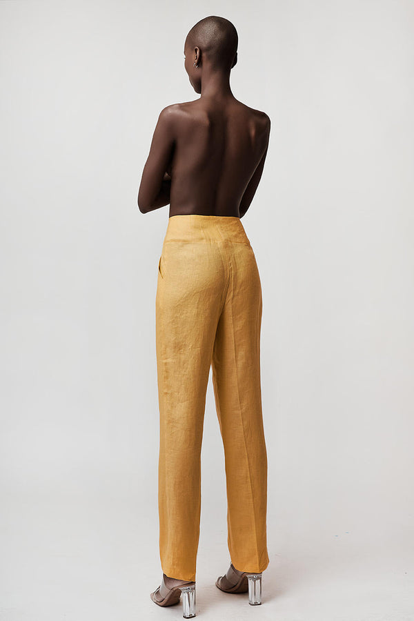 HIGH-WAIST, ANDROGYNOUS STYLE LINEN TROUSERS